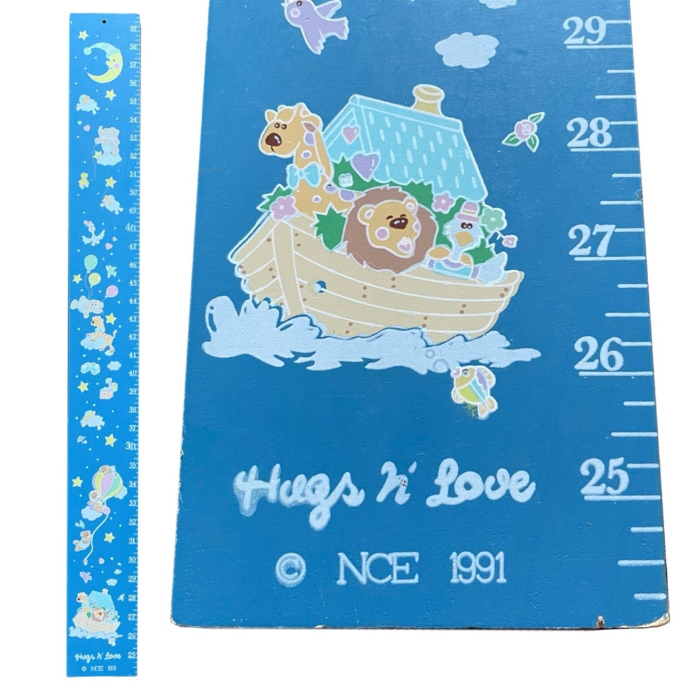 RARE VTG NCE Nursery 3'0 Measuring Chart Wood Board Noah's Ark Animals 1991